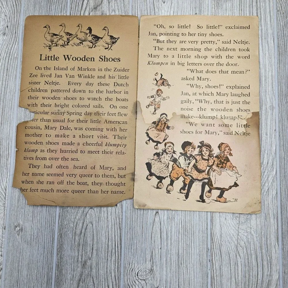 1917 Little Wooden Shoes Softcover Story Book Alice Hardwick‎ Frances Brundage